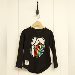 Nununu black rainbow dude patch sweater in size 8-9.